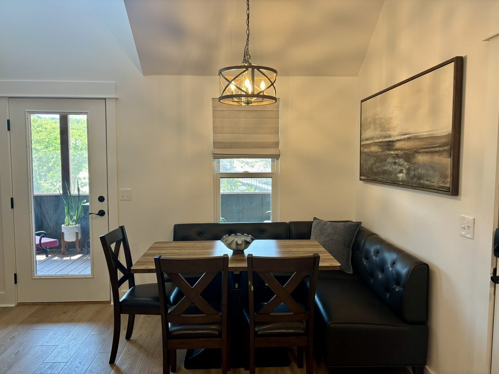 The dining banquette and table