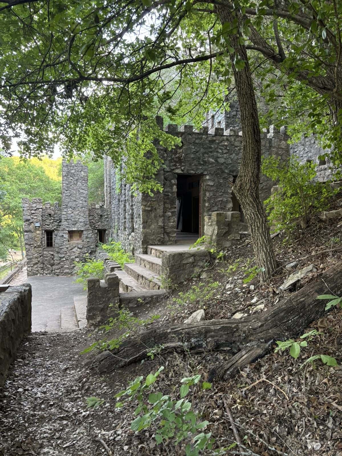 Stone arches and stairs at Collings Castle in Turner Falls Park